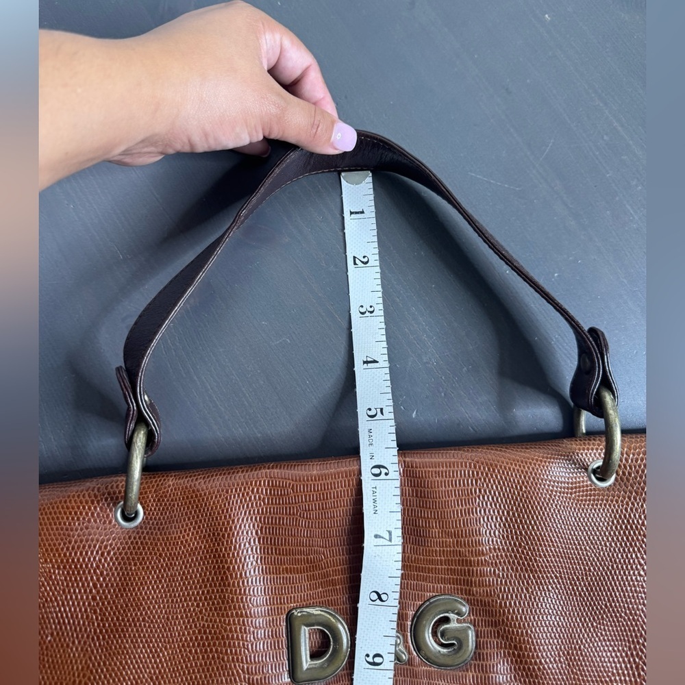 Dolce & Gabbana Brown Textured Leather Shoulder Bag with Dark Brown Handle - Picture 11 of 12